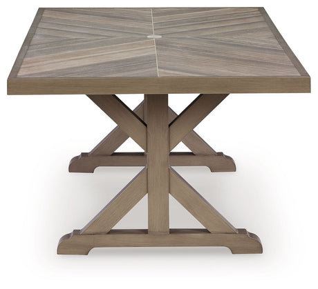 Laguna Heights - Rectangular Dining Table With Umbrella Option - Beige - view 5
