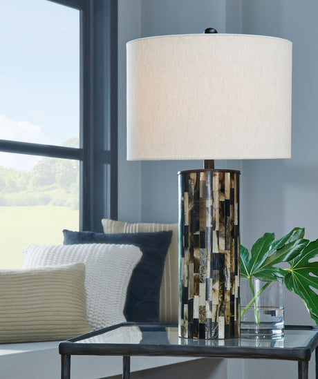 Ellford - Black / Brown / Cream - Poly Table Lamp by Signature Design by Ashley® | Bel Furniture