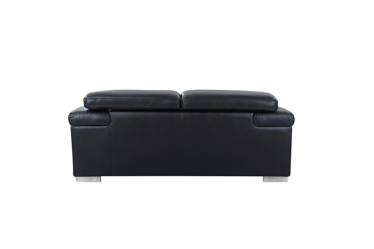 Love Seat Genuine Leather - Black / Silver