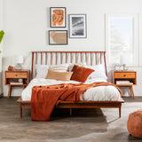 Mid-Century Modern Solid Wood Platform Bed Frame With Spindle Headboard by Walker Edison | Bel Furniture
