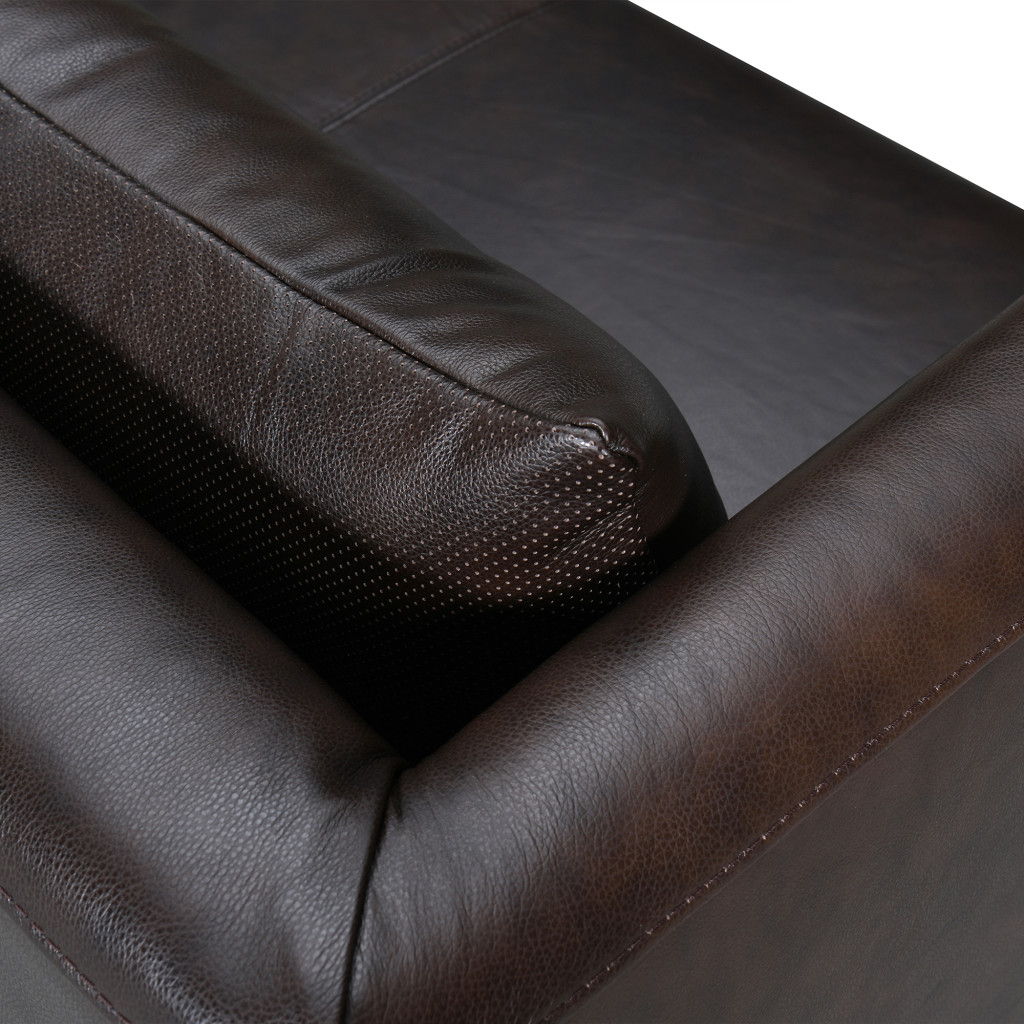 Leather Sofa With Brown Legs - Dark Brown