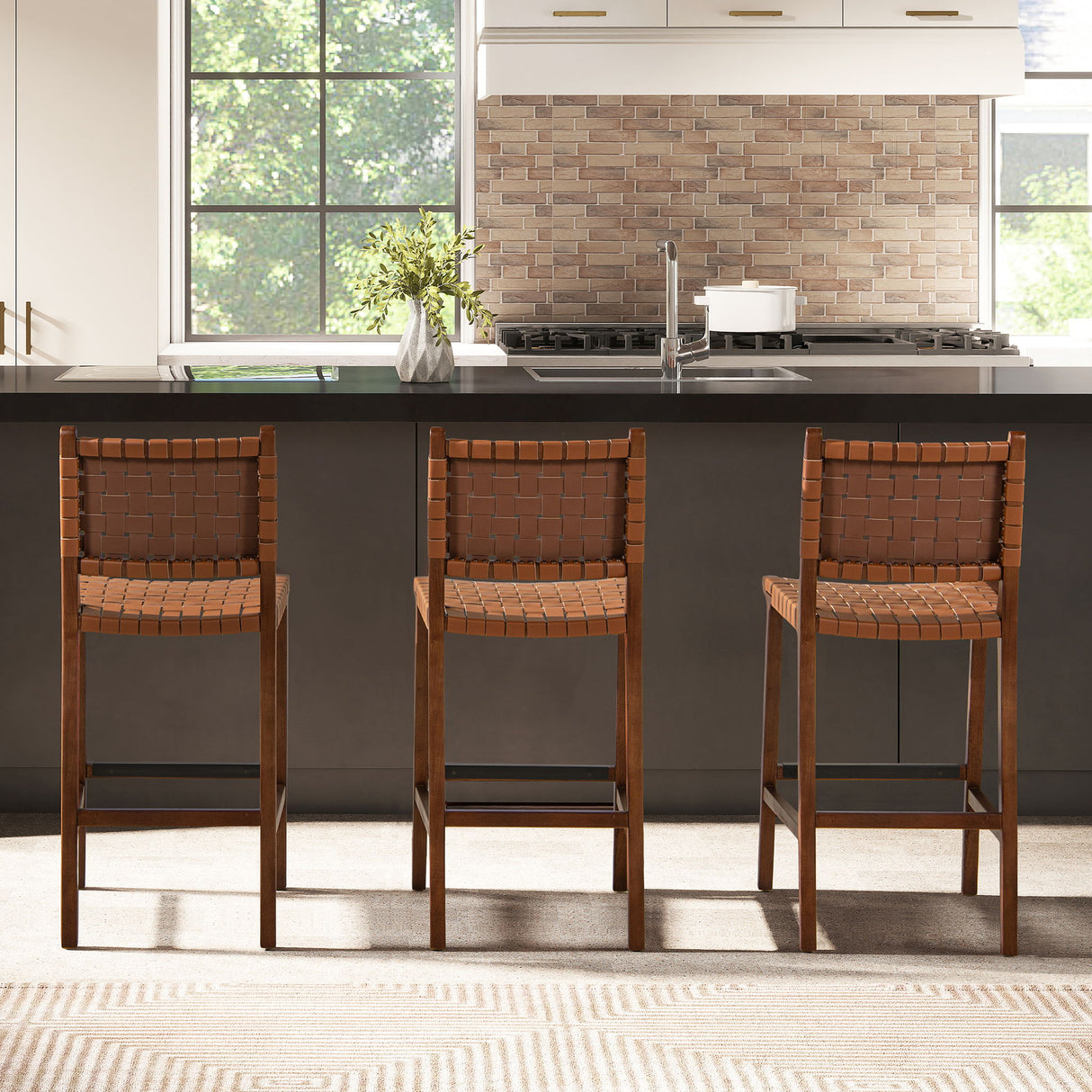 Andre - Counter Stool With Back - Pecan Brown by Jennifer Taylor Home | Bel Furniture