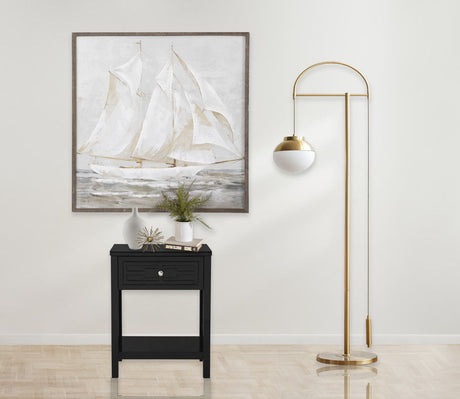 Dylan - Wooden End Side Table Nightstand With Glass Top And Drawer by Lilola Home | Bel Furniture