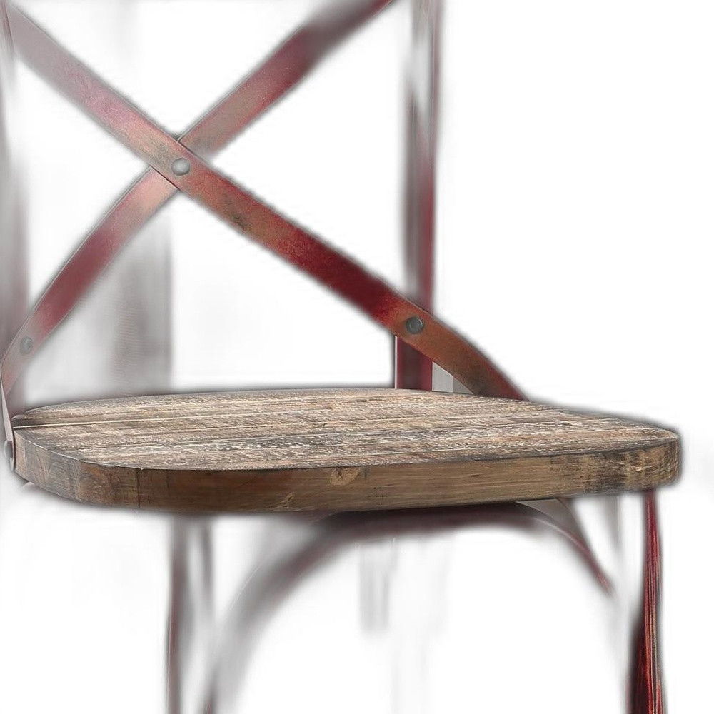 Iron Bar Chair - Brown / Red