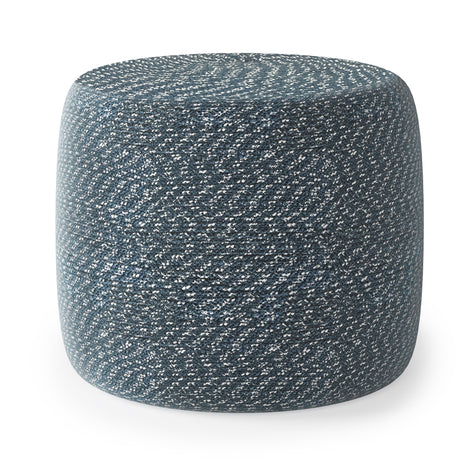 Bayley - Versatile Round Braided Pouf Blue by Simpli-Home | Bel Furniture