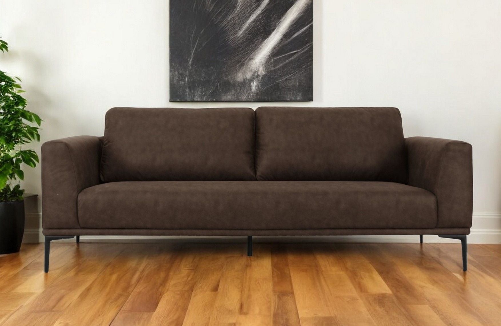 Sofa With Black Legs - Brown