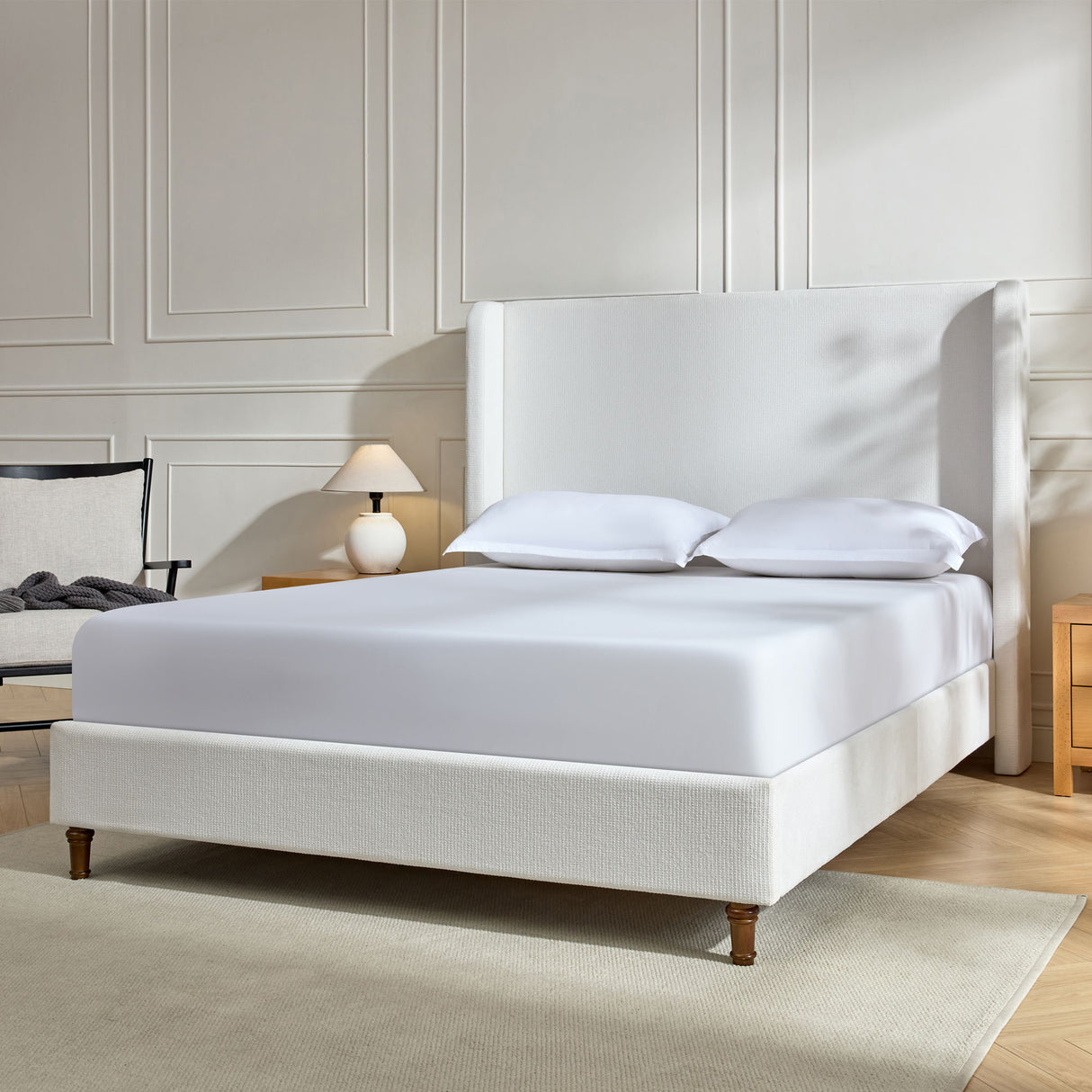Harper - Tall Headboard Upholstered Bed / High Headboard / Elegant Simplicity / No Box Spring Needed