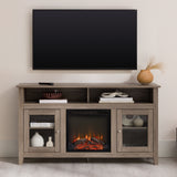 Classic Glass Door Fireplace Tall TV Stand For TVs Up To 65" by Walker Edison | Bel Furniture