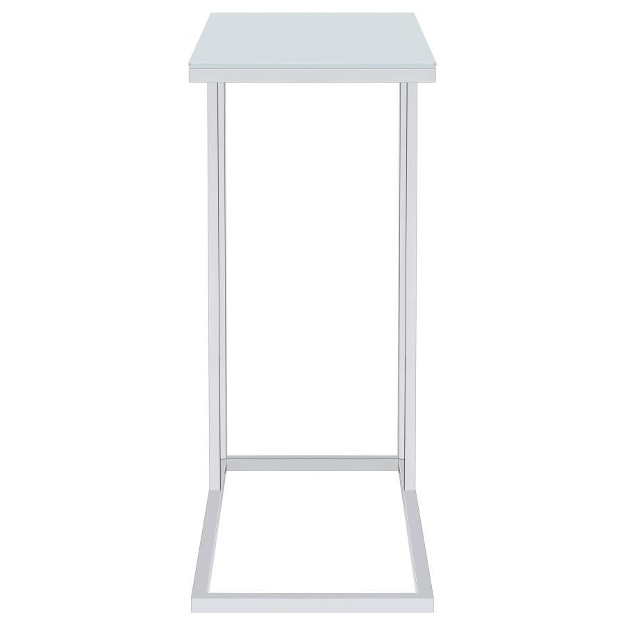 Stella - Glass Top C-Shaped Sofa Side Table - Chrome by CoasterEveryday | Bel Furniture
