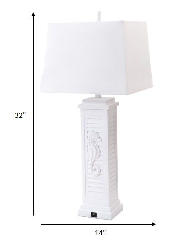 Seahorse Shutter Base Table Lamps (Set of 2) - White