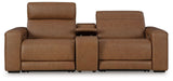 Magic Man - Reclining Sectional Light Brown 3 Pc. Power Reclining Sectional Loveseat With Console by Signature Design by Ashley® | Bel Furniture