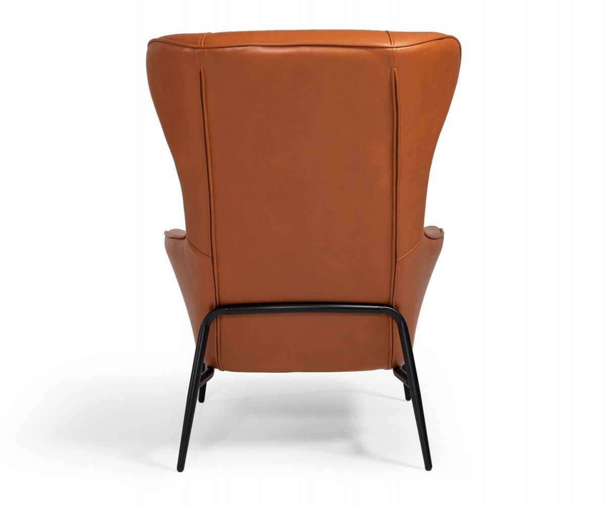 Faux Leather Wingback Chair - Orange And Black