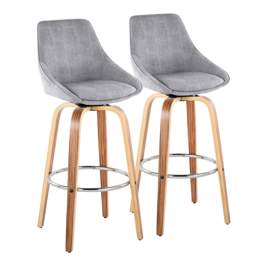 Diana - Contemporary Fixed Height, Barstool With Swivel With Round Footrest (Set of 2)