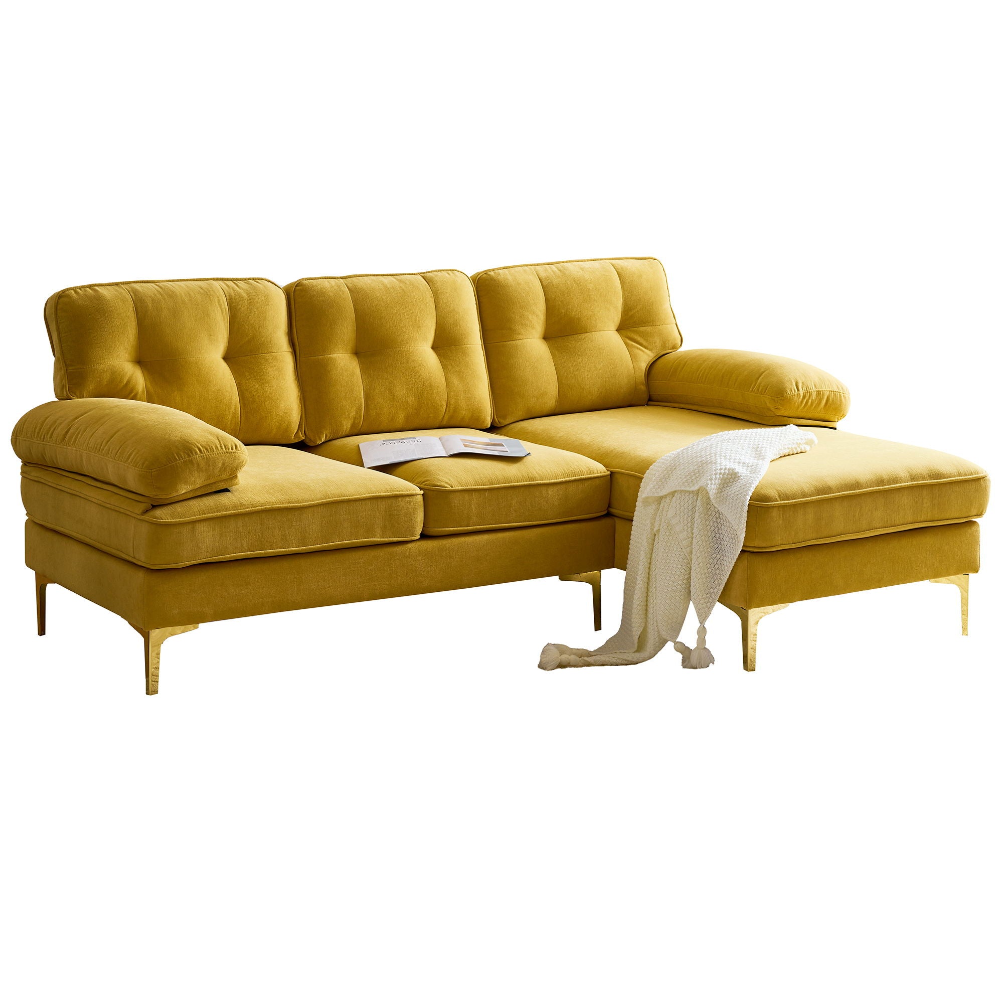 Modern Sectional Sofas Couches Velvet L Shaped Couches For Living Room, Bedroom