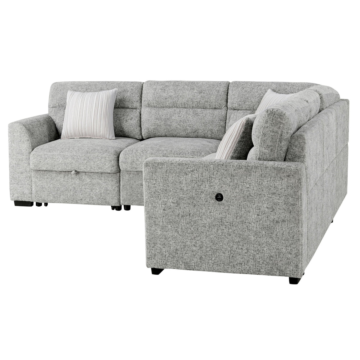 Emiliano - Sectional Sofa With 3 Pillows - Nickel