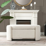 Fuji - Oval Storage Bench, Upholstered - Ivory White by Jennifer Taylor Home | Bel Furniture