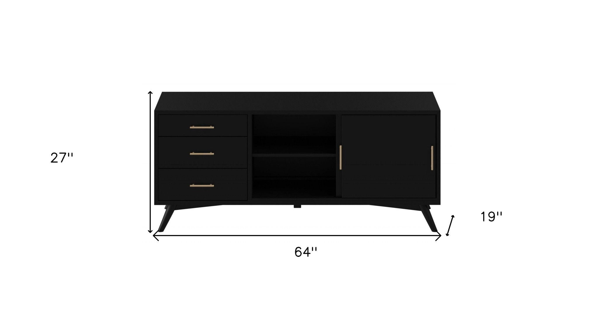 Mahogany Solids Okoume And Veneer Open Shelving TV Stand - Black