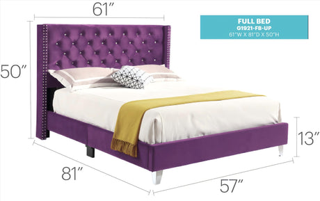 Upholstered Nailhead Trim Chic Bed - view 39