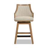 Bahama - Cane High Back Swivel Counter Stool With Recessed Arms Textured Weave - Taupe Beige by Jennifer Taylor Home | Bel Furniture