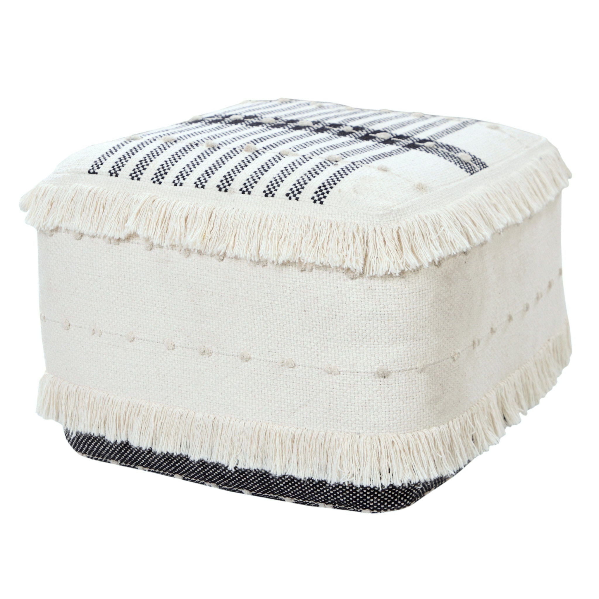 Cotton Ottoman Square - White / Black