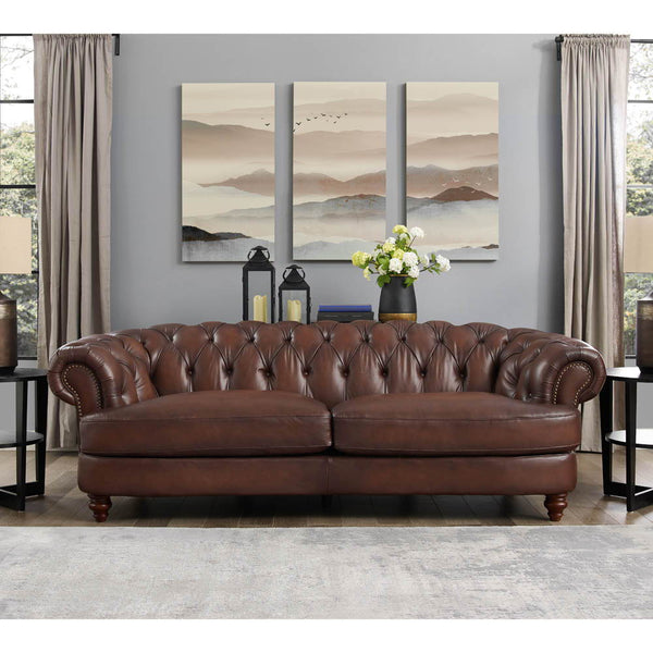 Newport - Leather Sofa - Caramel