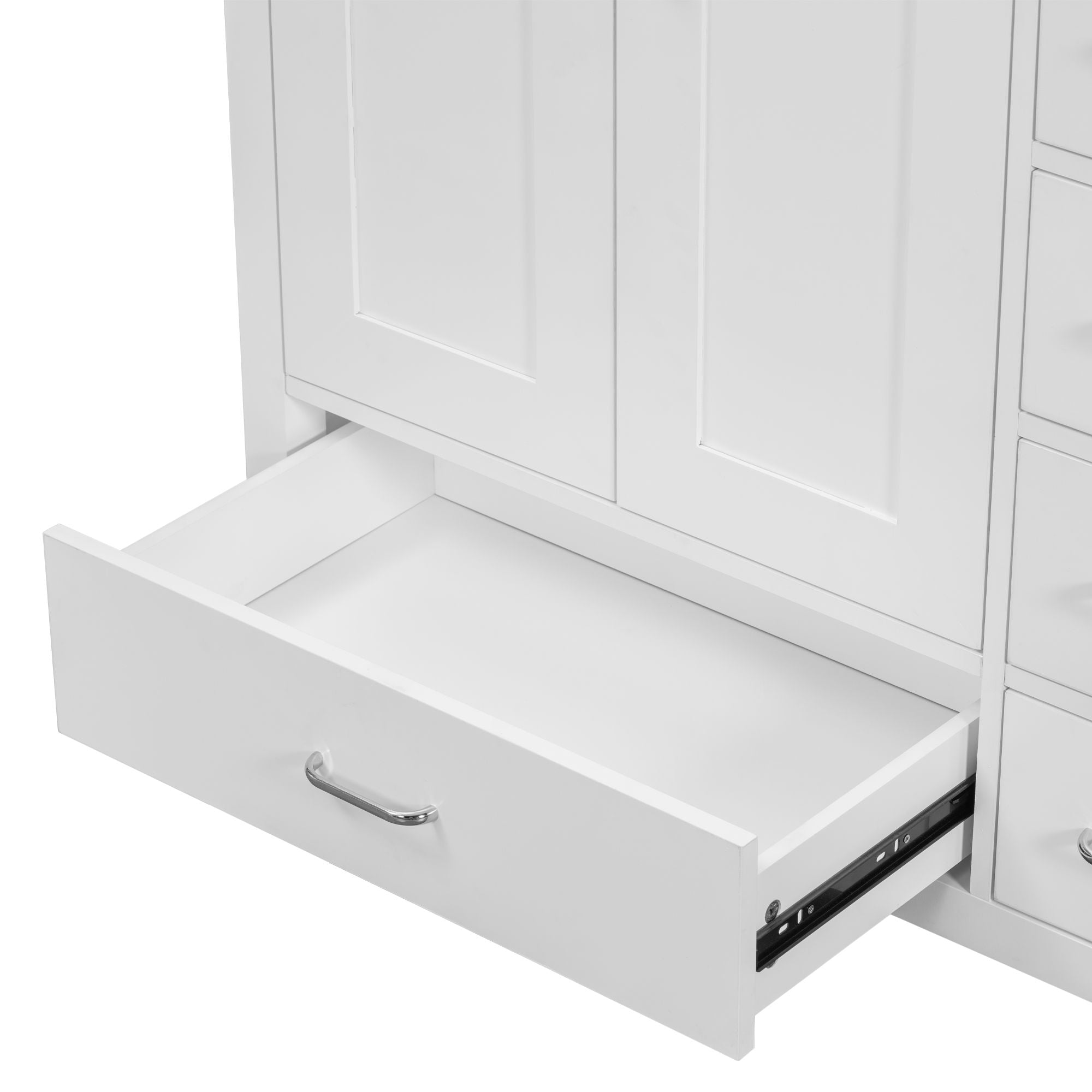 Bathroom Vanity With Ceramic Sink Combo, Abundant Storage Cabinet -2 Soft-Close Doors And 5 Drawers