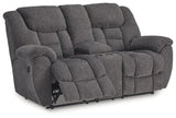 Foreside - Charcoal - Dbl Reclining Loveseat with Console by Signature Design by Ashley® | Bel Furniture