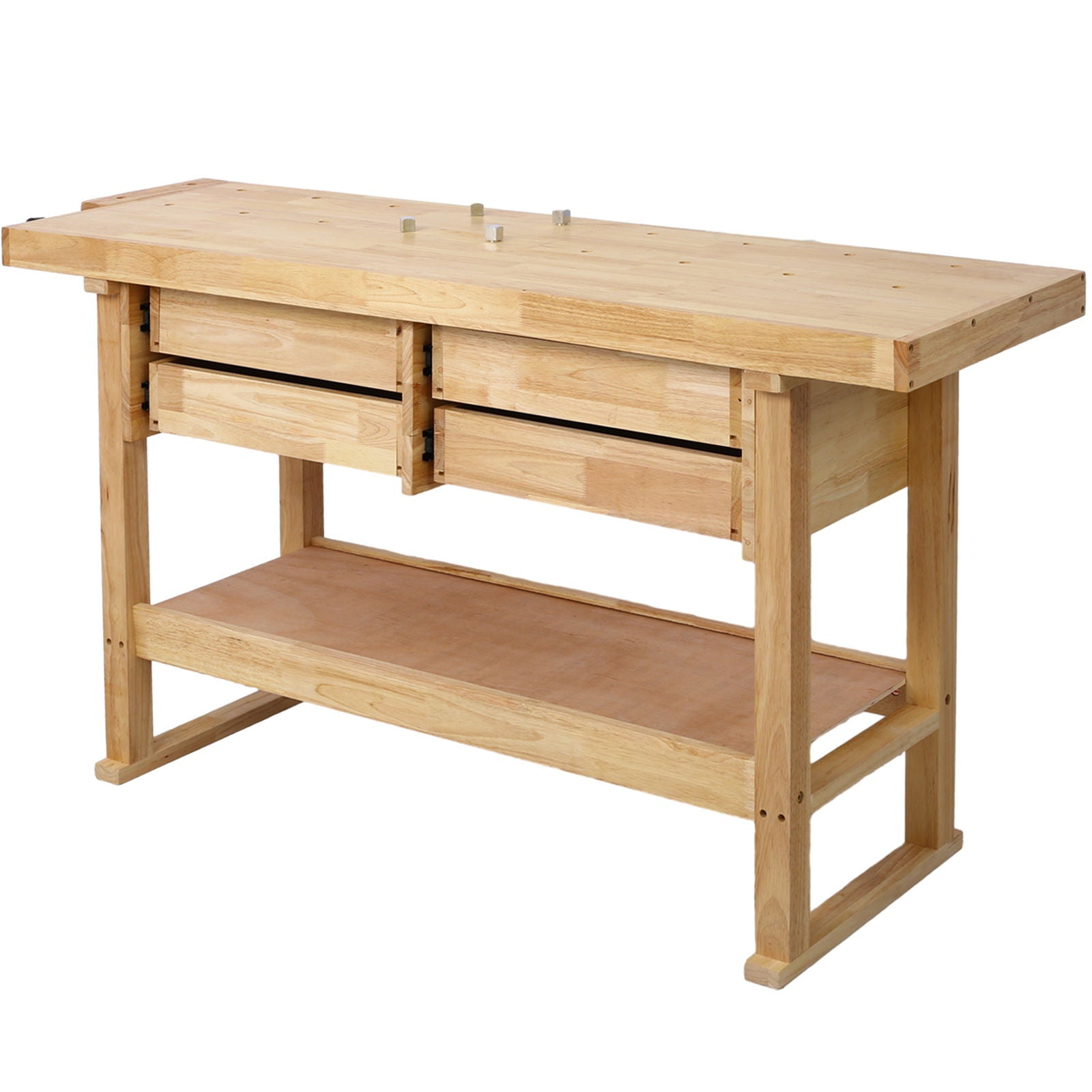 Workbench With 4 Drawers Wooden Workbench For Garage Workshop And Home - Natural