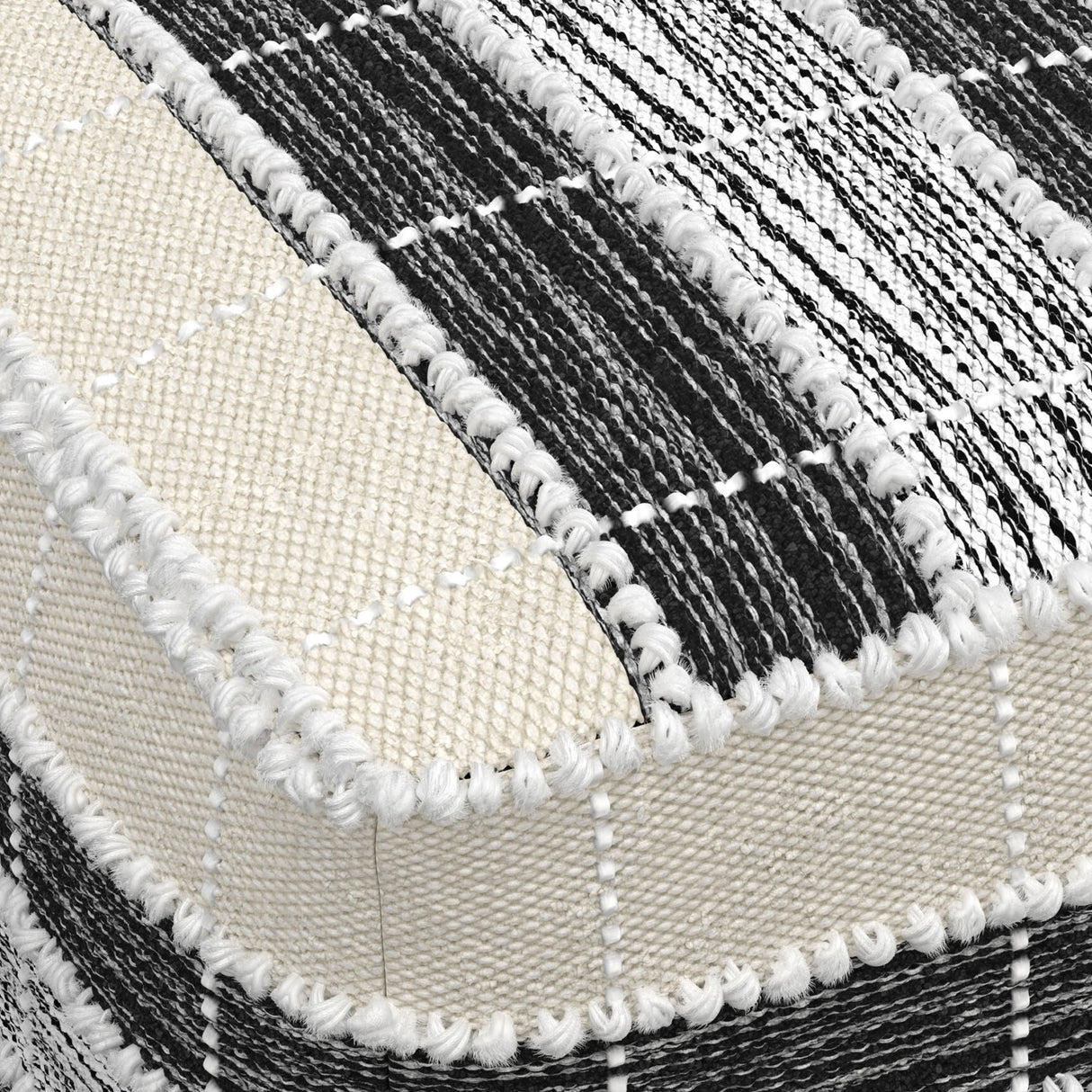 Barley - Square Pouf - White / Beige / Black by Simpli-Home | Bel Furniture