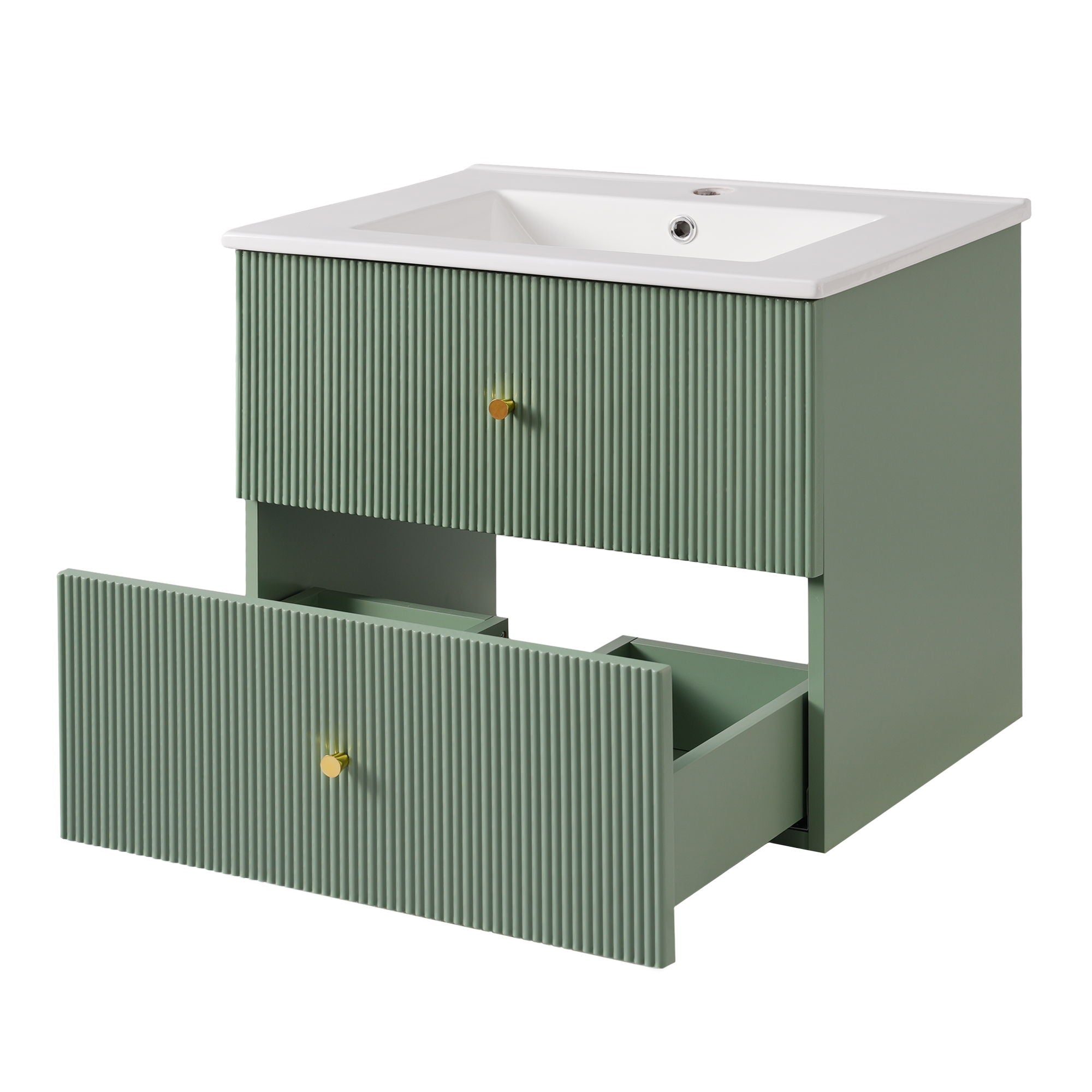 Wall Mounted Bathroom Vanity With 2 Drawers, Ideal For Small Bathrooms