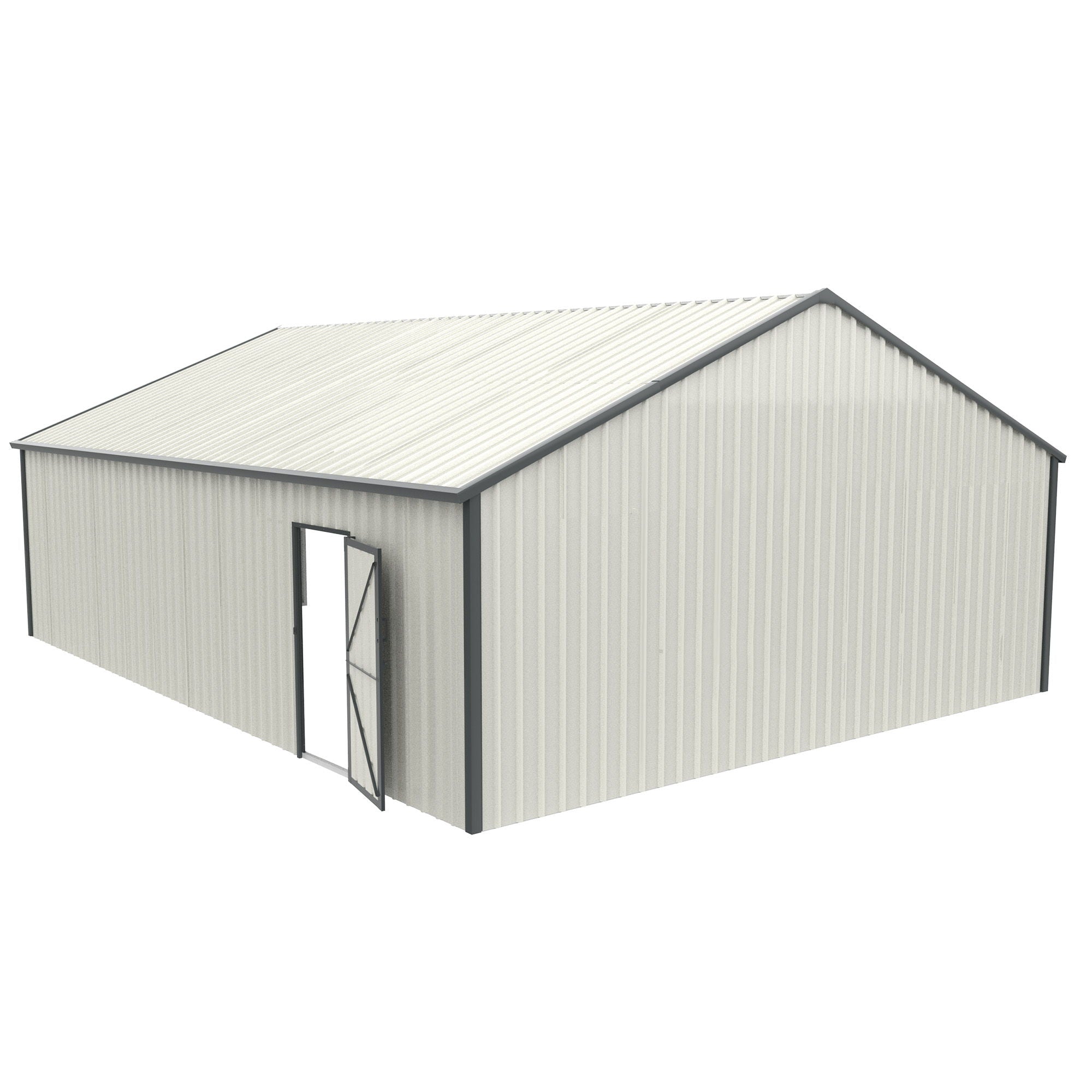 Double Garage Metal Shed With Side Entry Door - White