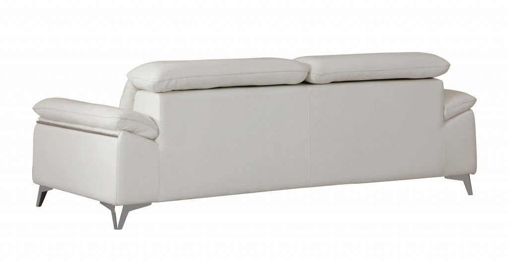 Silver Legs Italian Leather Sofa - White