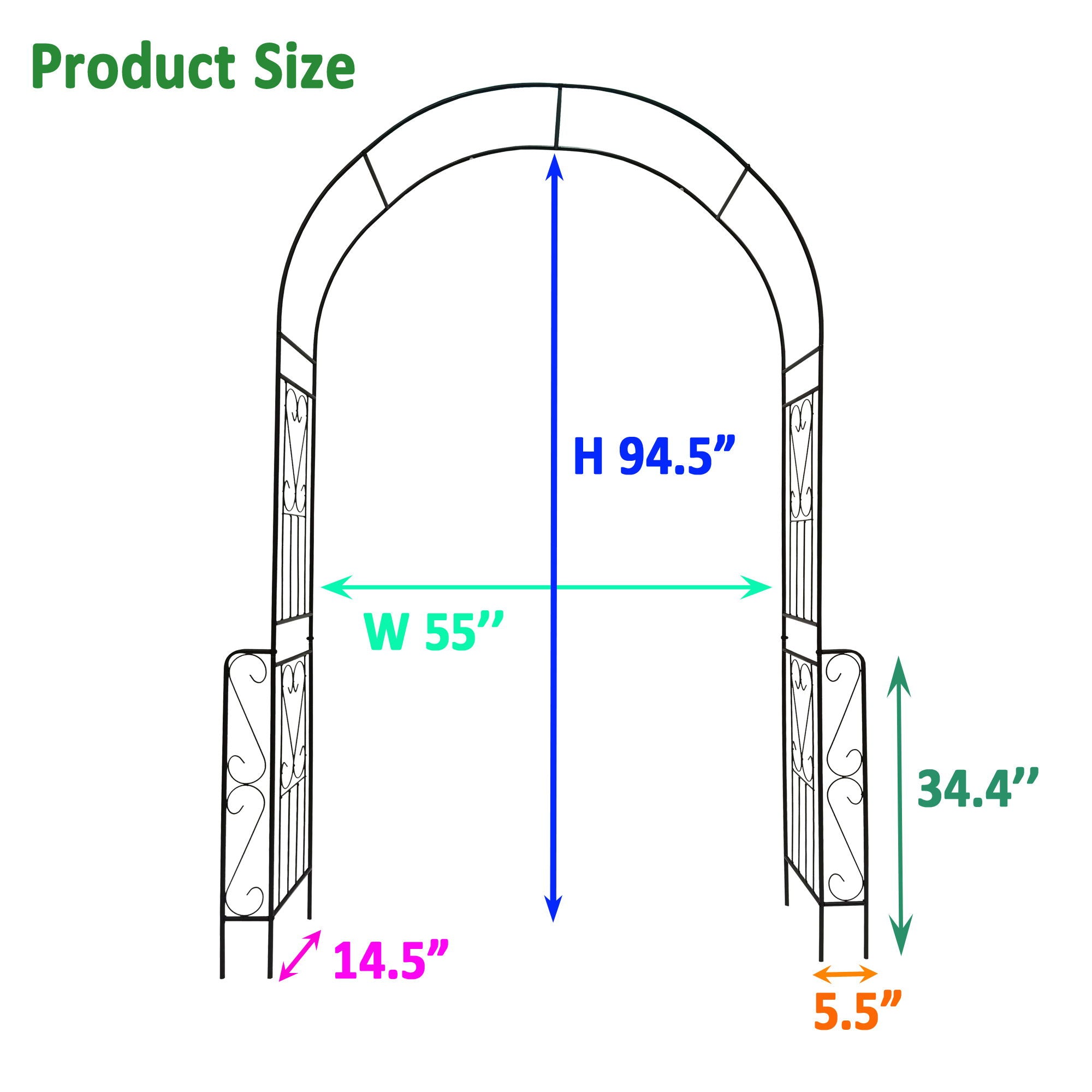 Metal Garden Arch Garden Arbor Trellis Climbing Plants Support Rose Arch Outdoor Arch