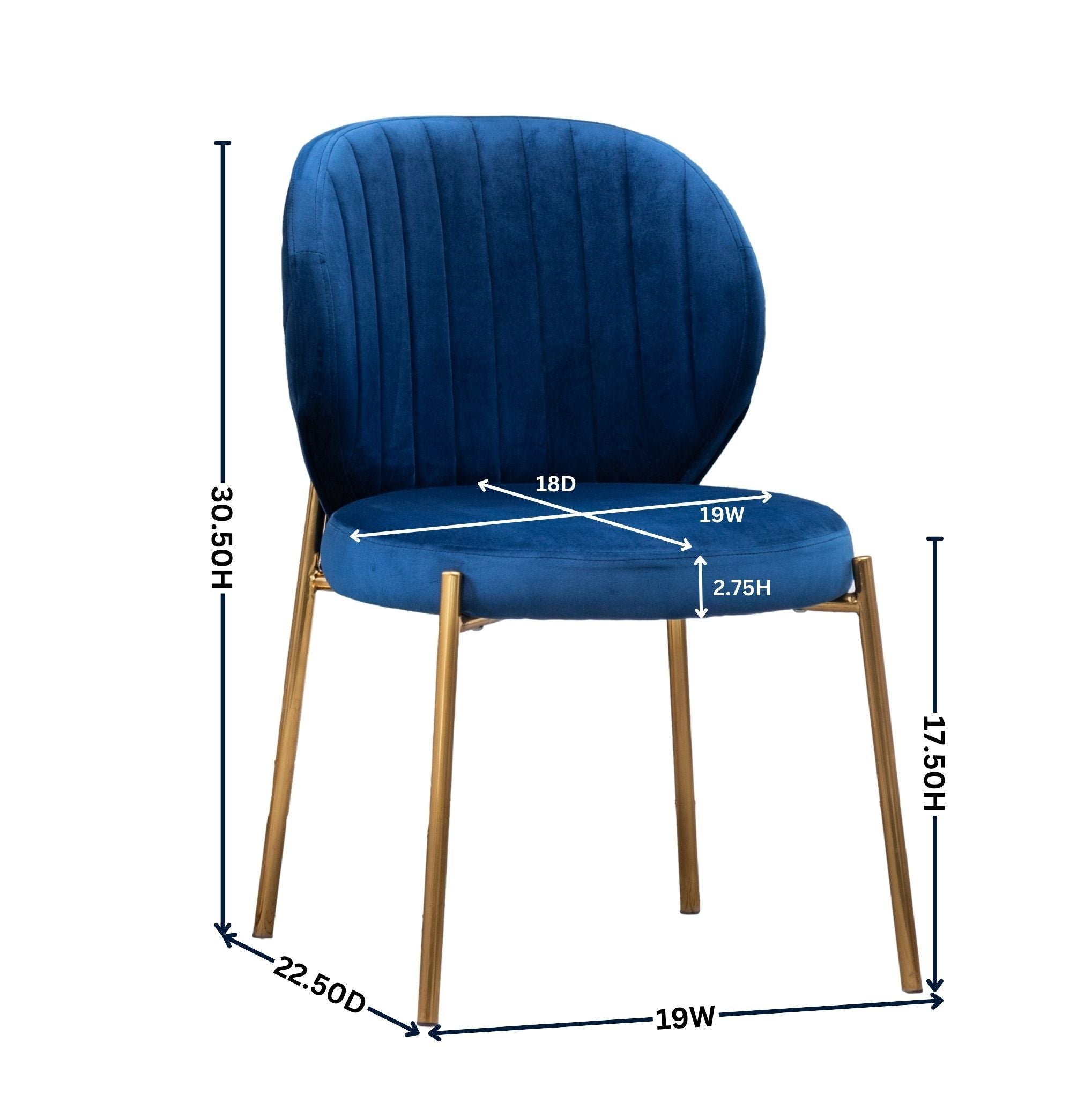 Amoa - Contemporary Velvet Upholstery Dining Chair - Blue