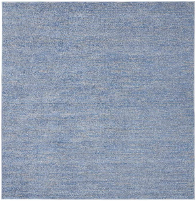 7' X 7' Square Striped Non Skid Indoor / Outdoor Area Rug - Blue / Gray