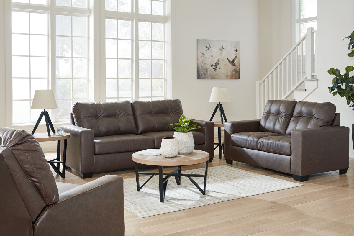 Barlin Mills - Living Room Set Dark Brown 3 Pc. Sofa, Loveseat, Rocker Recliner by Benchcraft® | Bel Furniture