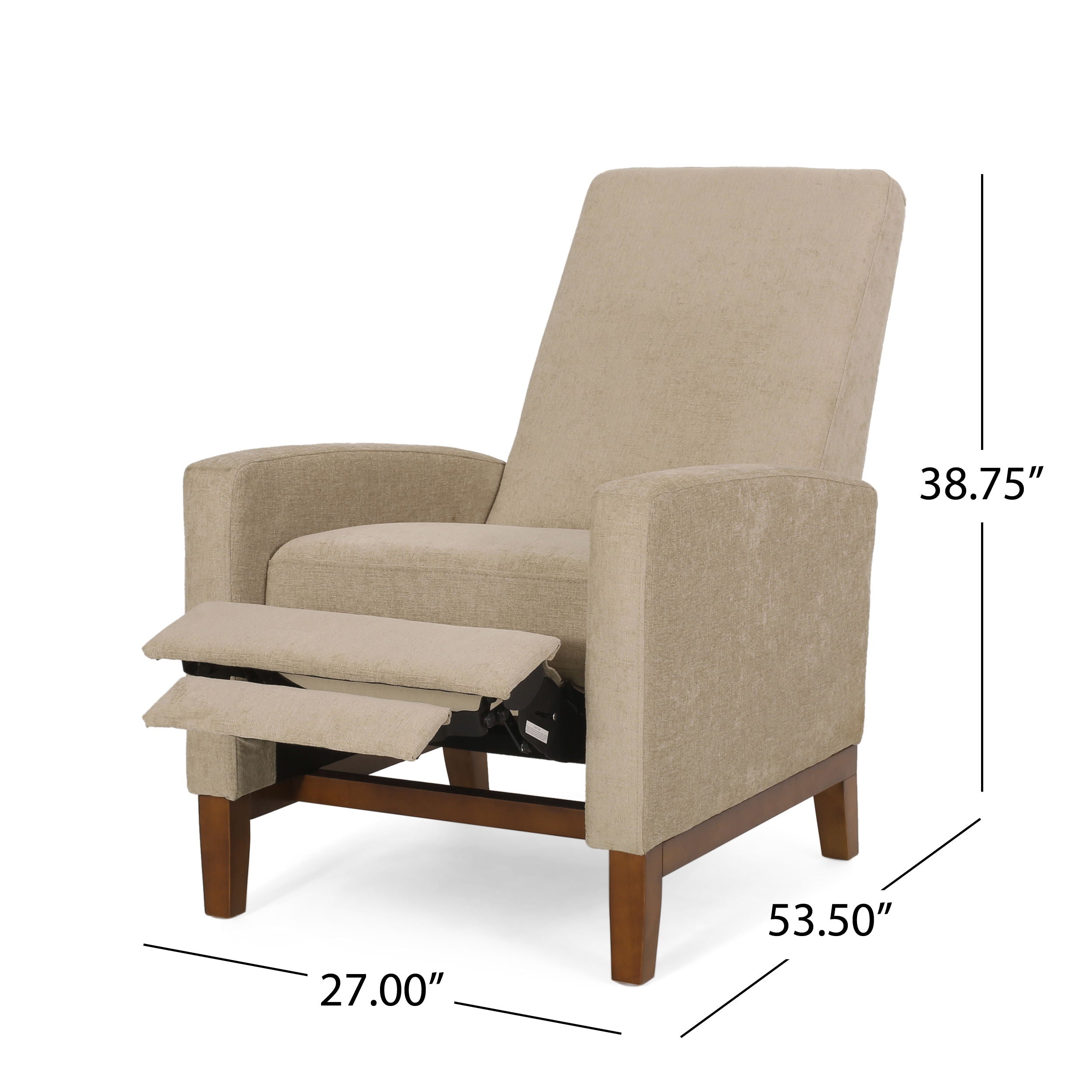 Wide Wood Hand Manual Club Recliner - Sand