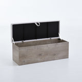 Shelton - Upholstered Flip Top Storage Bench - Ivory / Light Gray / Camel Oak