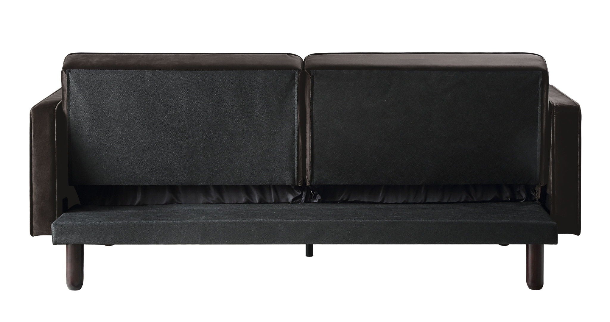 Velvet Sleeper Sofa With Black Legs - Dark Brown