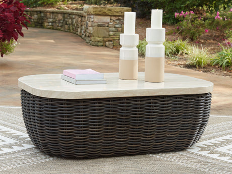 Kimora - Beige / Dark Brown - Rectangular Cocktail Table by Signature Design by Ashley® | Bel Furniture