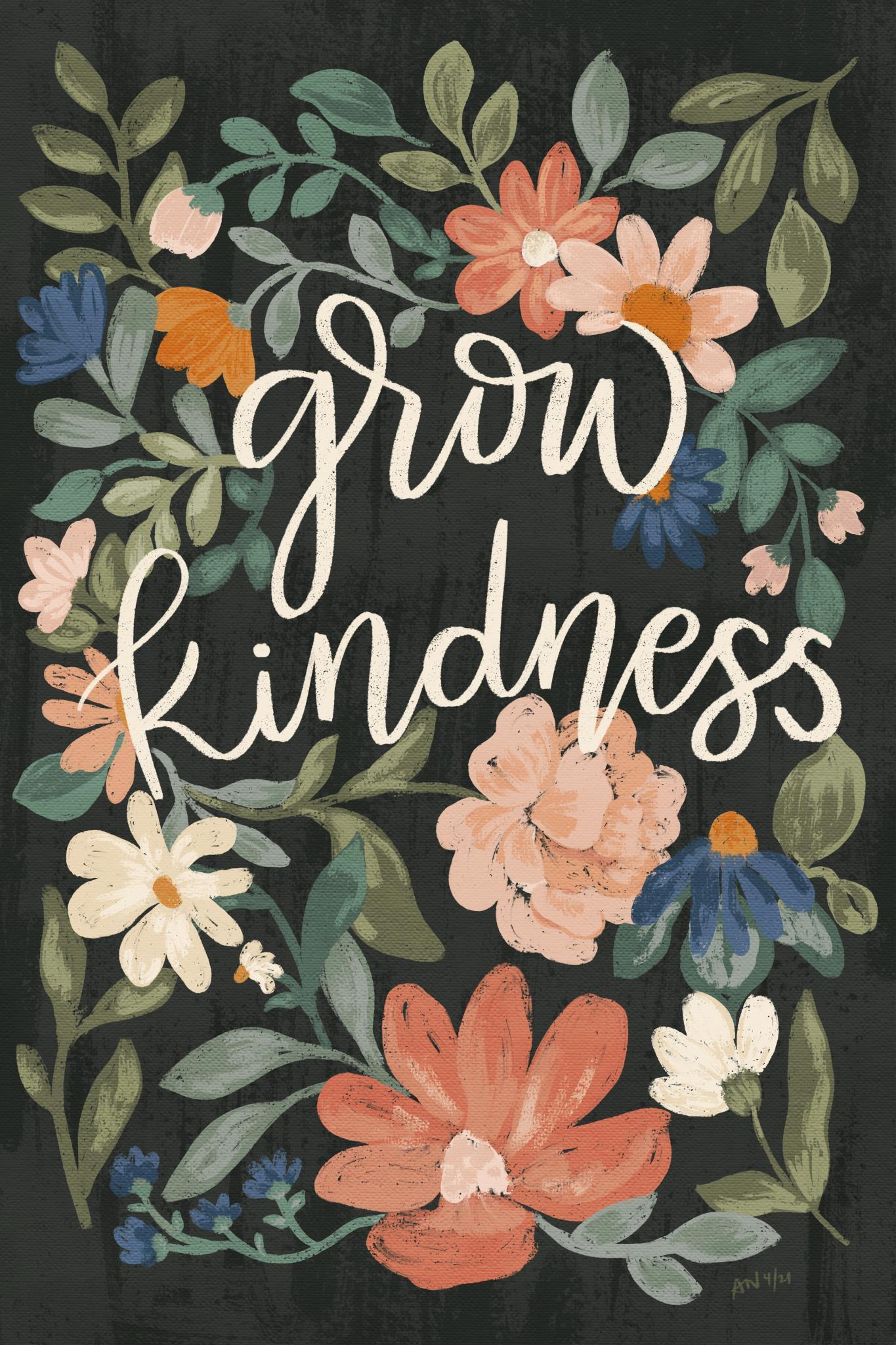 Grow Kindness By Angel Nicole (Framed) - Dark Green