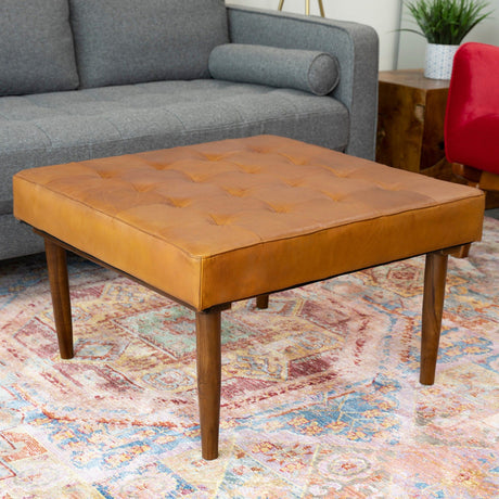 Mark - Tufted Square Genuine Upholstered Ottoman - view 7