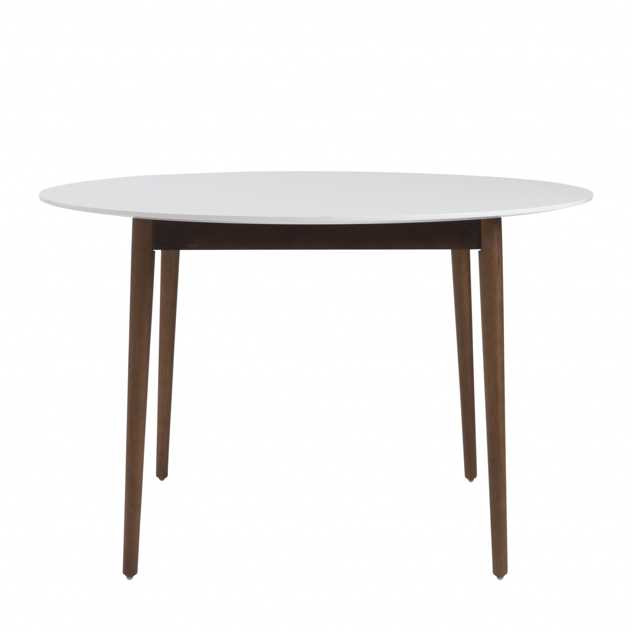 Rounded Dining Table - White / Brown