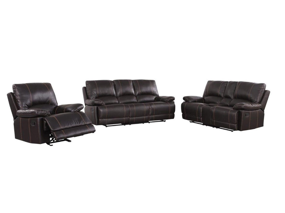 Three Piece Indoor Faux Leather Five Person Seating Set - Brown