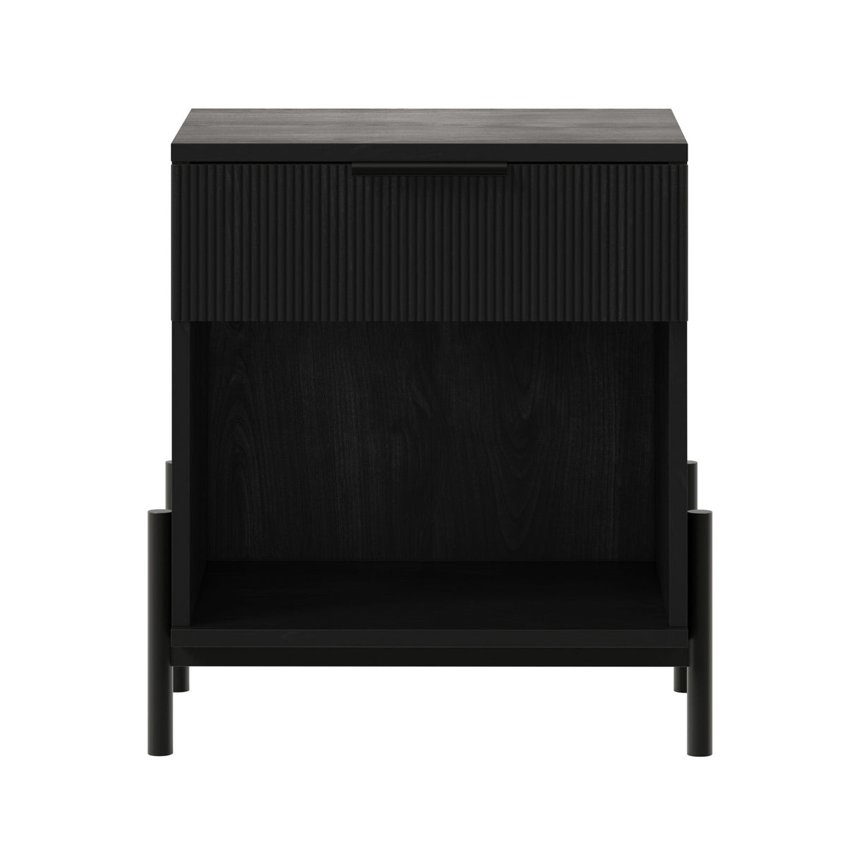 Modern Fluted Drawer Nightstand With Open Cubby Coastal by Walker Edison | Bel Furniture