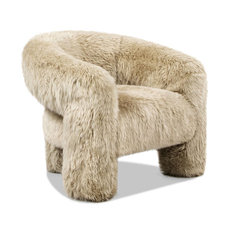 Avalon - Genuine Sheepskin Fur Split Barrel Back Accent Chair - Natural Blonde - view 8
