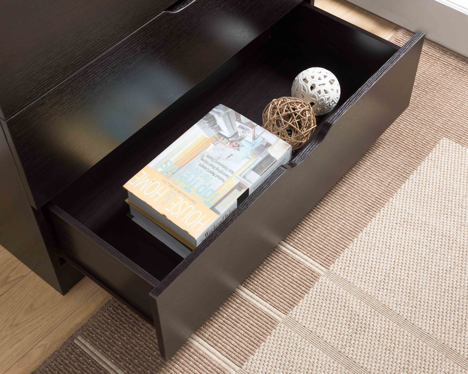 Functional 5 Drawer Chest - Dark Brown