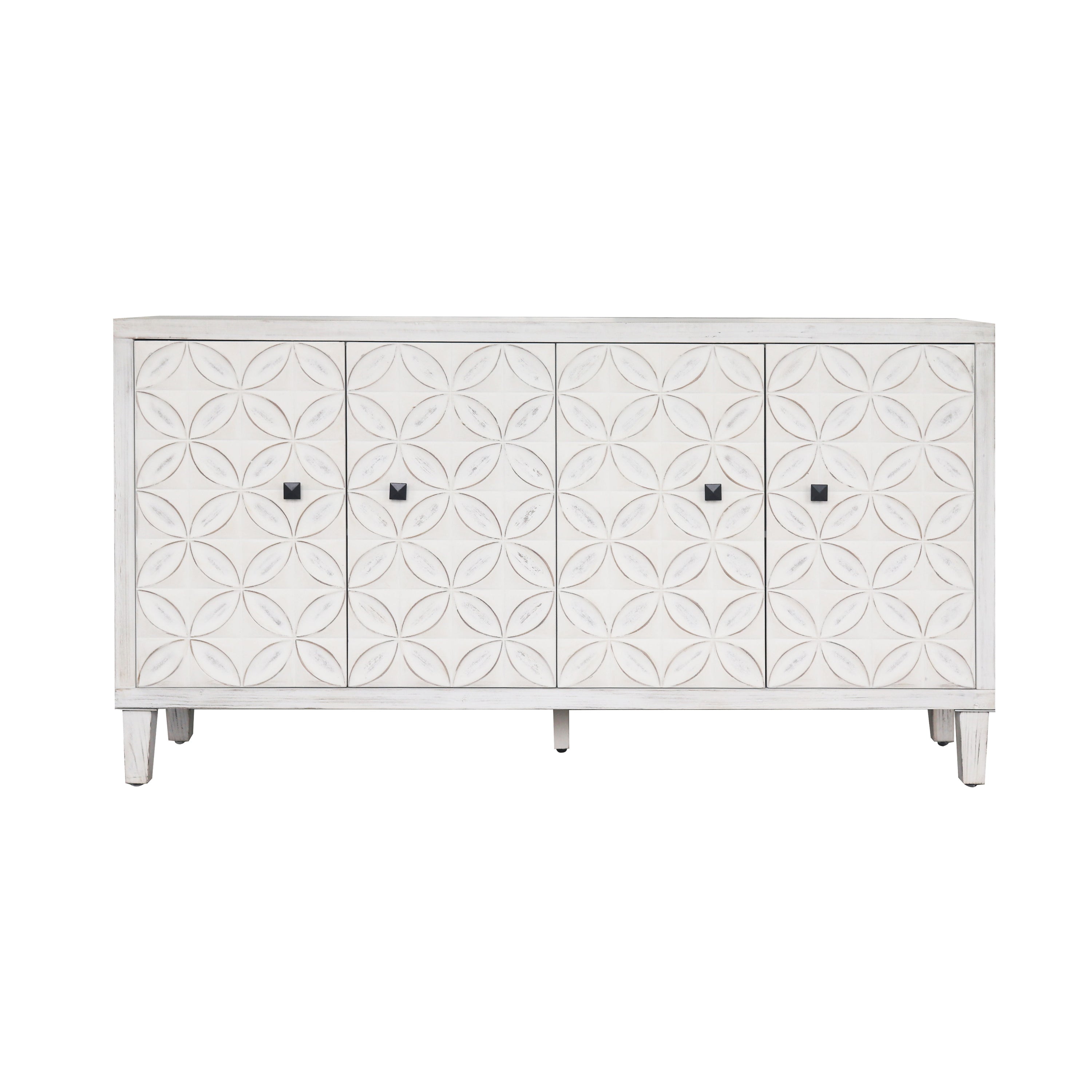 Accent Cabinet 4 Door Wooden Cabinet Sideboard Buffet Server Cabinet Storage Cabinet, For Living Room, Entryway, Hallway, Office, Kitchen And Dining Room - White Wash