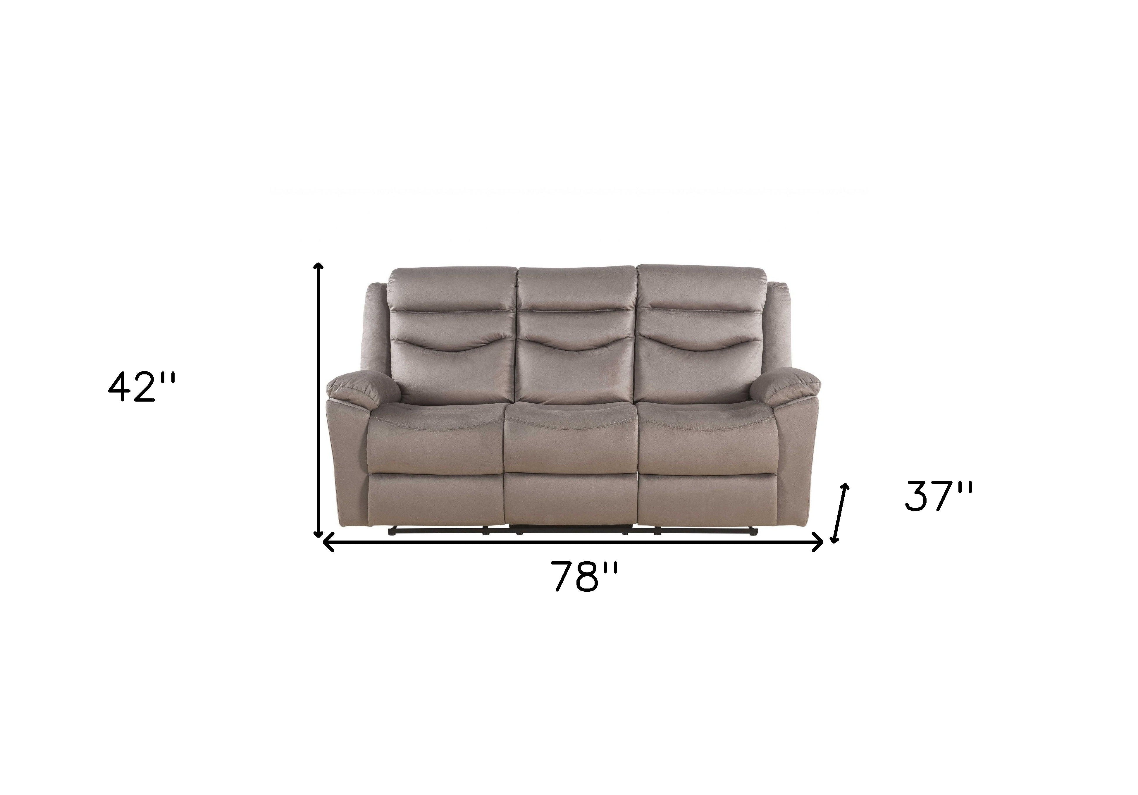 Velvet Reclining Sofa With Black Legs - Brown