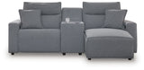 Modmax - Salt And Pepper - Reclining Sectional Gray 3 Pc. Right Arm Facing Chaise Power Reclining Sectional With Storage Console by Signature Design by Ashley® | Bel Furniture